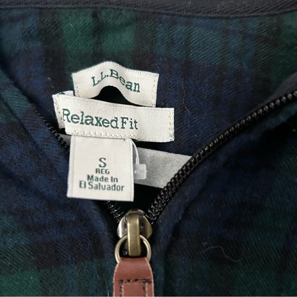 L.L. Bean Blue and Green Flannel Zip-Up Hoodie - Picture 3 of 5